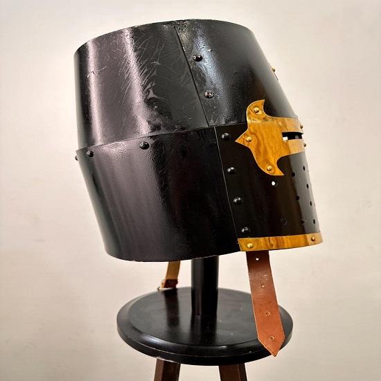 Blackened Templar Helmet | Holy Brass Cross  Crusader Medieval Knight Armor  Mild Steel Helmet