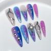 Handmade Press-On Nails Long Stiletto Shape Gradient Dual-Tone Sweet Punk Style Nail Art Tips