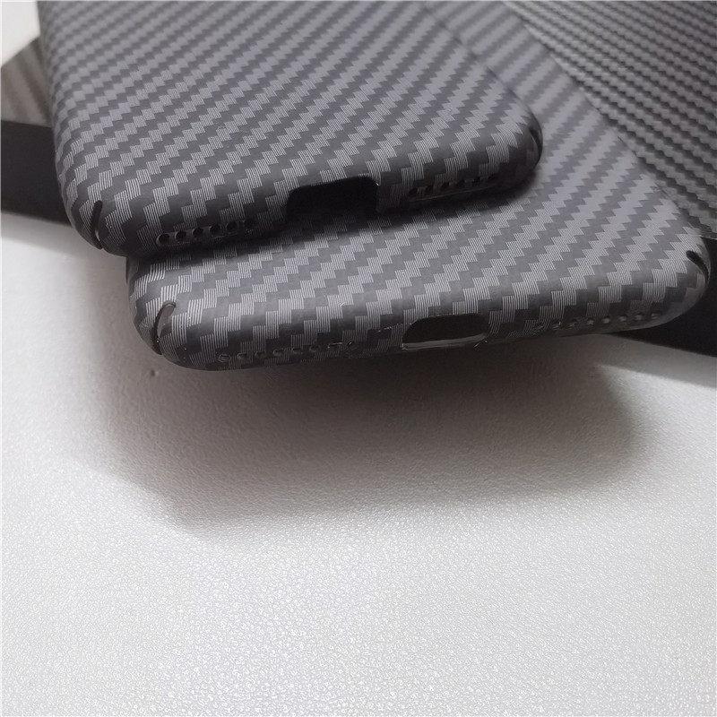 For iPhone 8 7 Plus Case Simple Matte Hard PC Carbon Fiber Texture Pattern Phone Cover Dustproof Fingerprint-Resistant Bumper