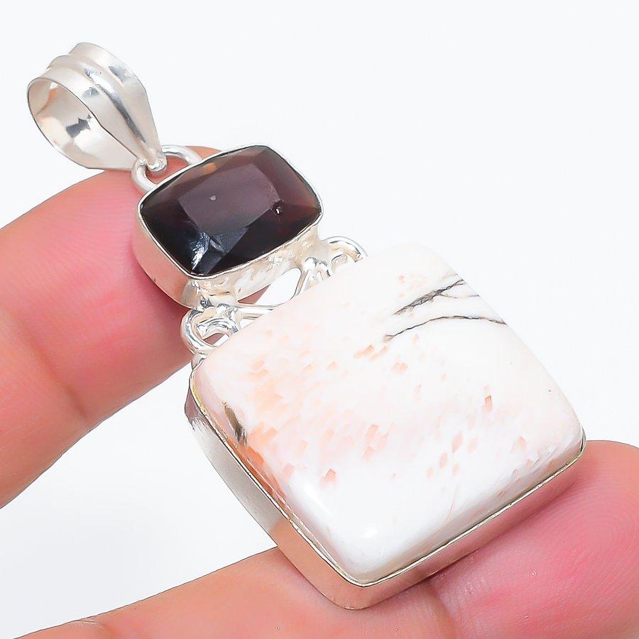 

Natural Scolecite, Amethyst 925 Sterling Silver Jewelry Pendant 2.05 f4R86