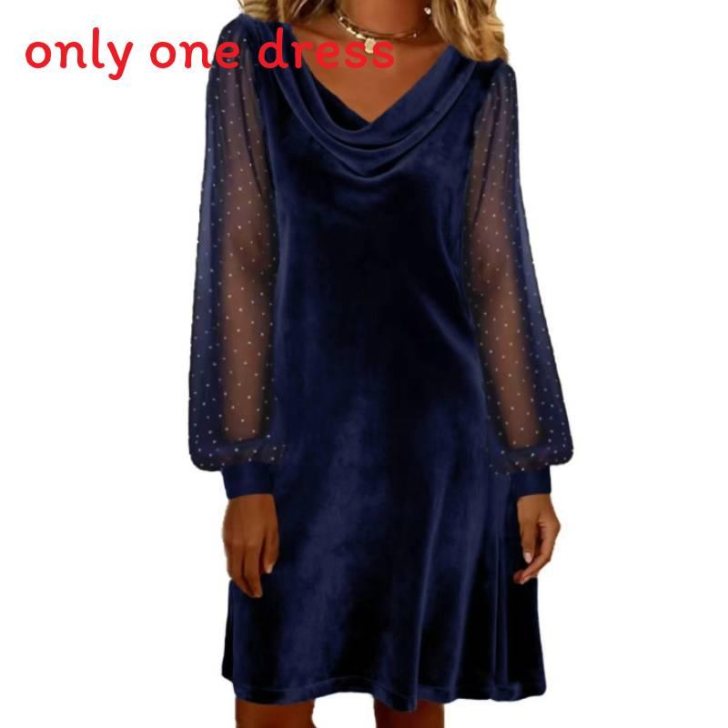 Polyesterlong Sleeve A Line Dress With Sequins For Casual Wear