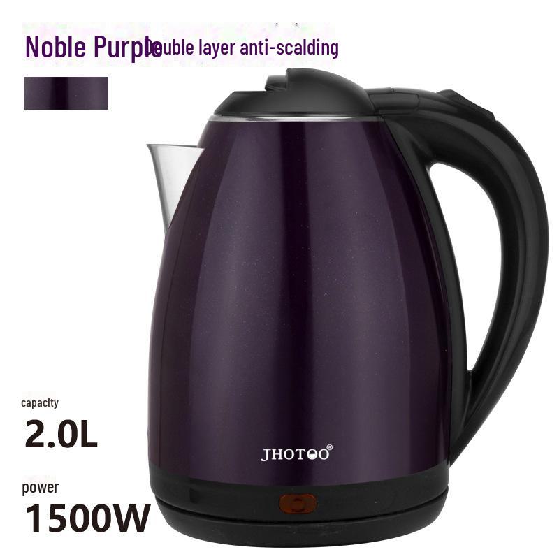 

Электрический чайник из нержавеющей стали объемом 2 л с двумя стенками, функцией автоматического отключения, большой вместимостью и защитой от ожогов для домашнего заваривания чая или кофе. 2L