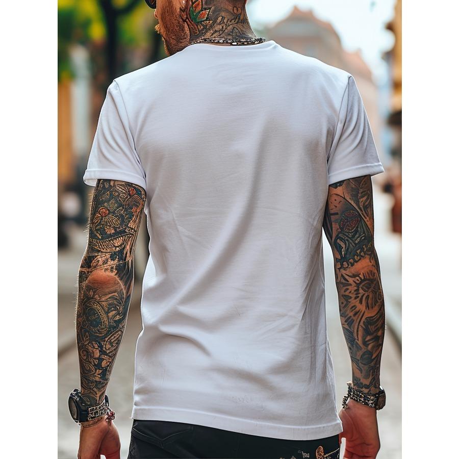 Men's Casual Short-Sleeve T-Shirts with Cool Bear Print - Breathable Cotton Perfect for Summer, Men's Casual, Short Sleeve, T-shirt, Trendy