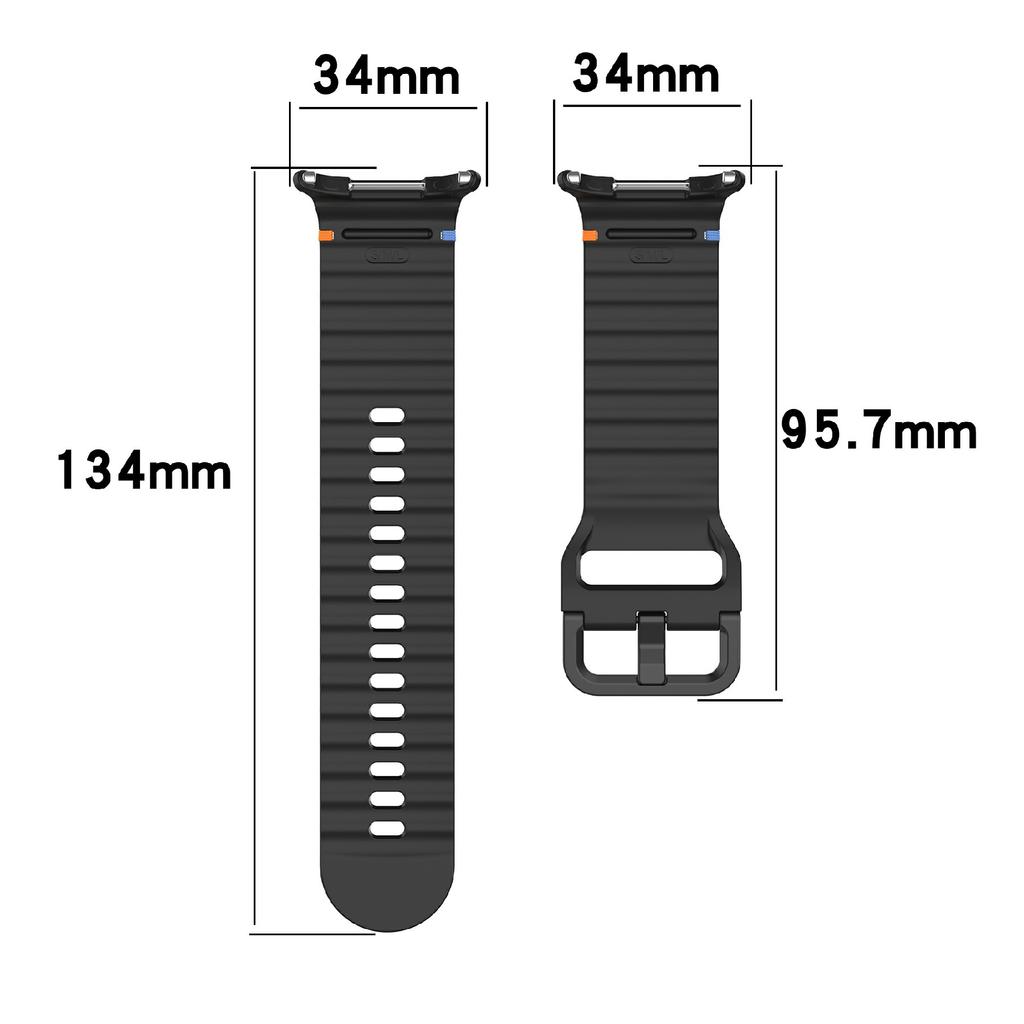 For Samsung Galaxy Watch Ultra 2 49mm/Watch Ultra 47mm Watch Band Wave Pattern Stitched Design Silicone Wrist Strap