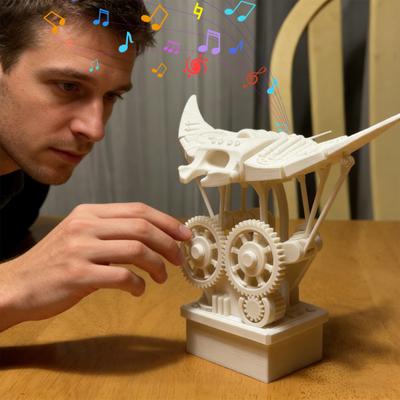 3D Printed Bionic Manta Ray Ornament Mechanical Ocean Animal Decoration with Music for Home Office Desk Tabletop Decor