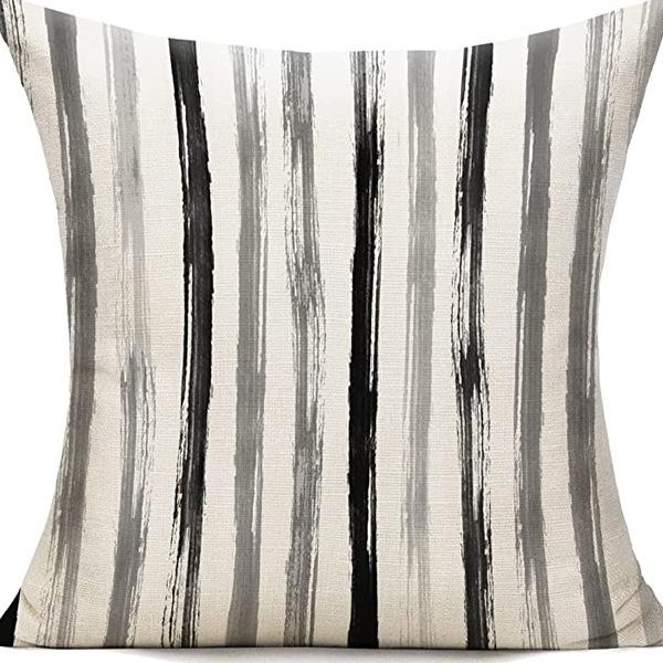 

Summer Modern Minimalist Striped Linen Sofa Pillow Cover Office Bedroom Bedside Pillow Cover Premium Durable Quality 45 * 45Cm (without pillow core)