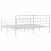 Metal Bed Frame with Headboard and Footboard White 193 x 203 cm