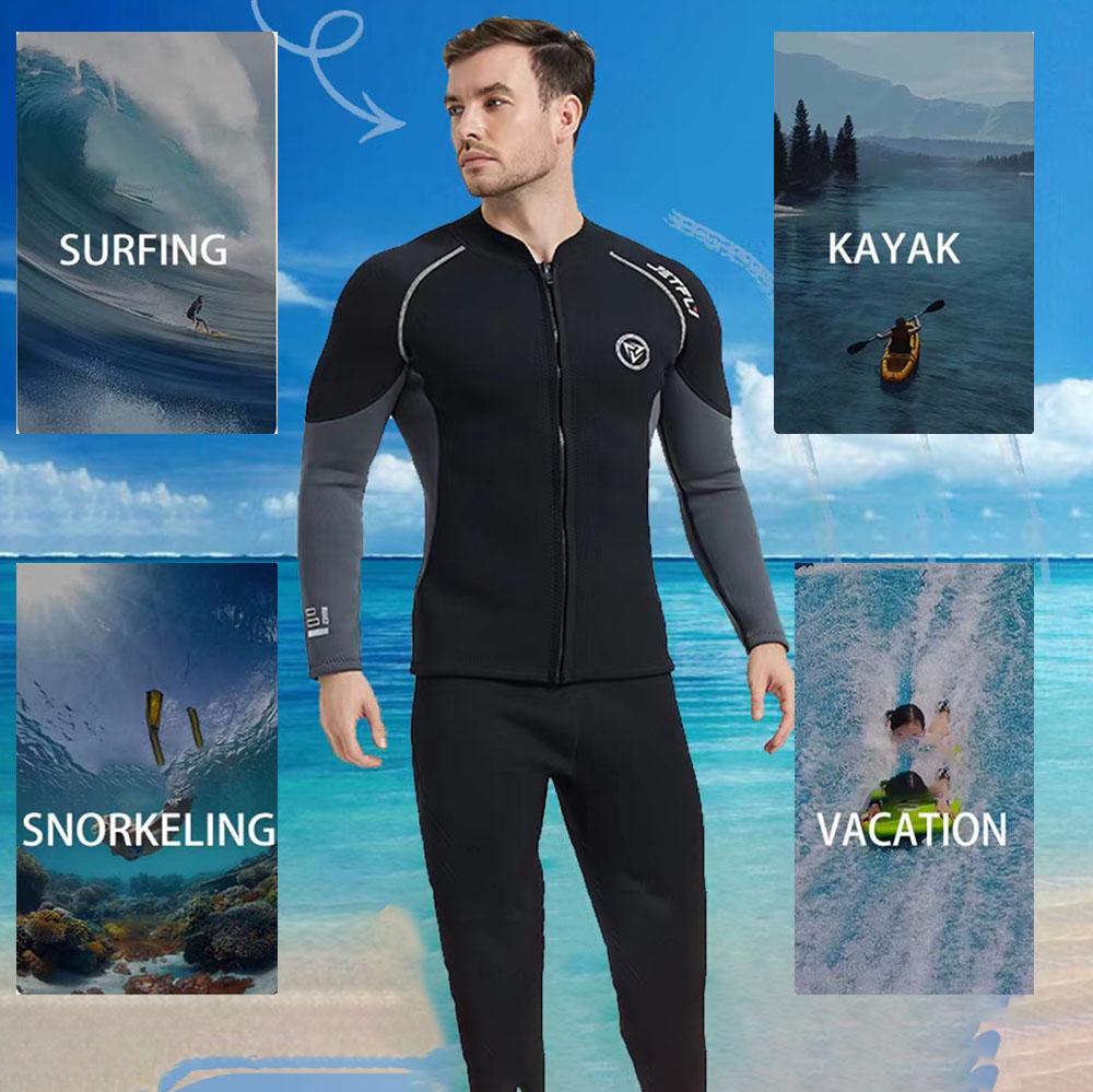 3MM Men Wetsuit Neoprene Scuba Diving Suit Zipper Jacket Pants Spearfishing Swimwear Kayak Surfing Swimsuit