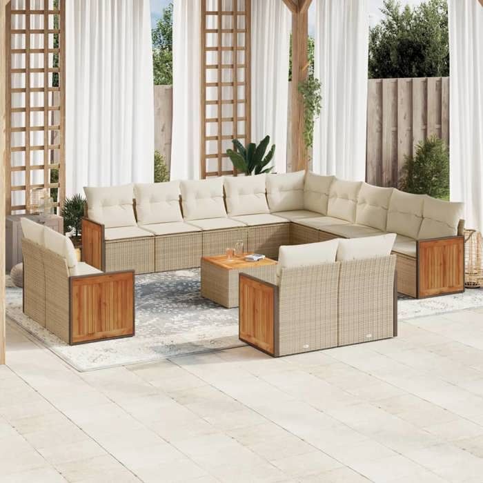 VidaXL Garden Lounge Set with Cushions 14 Pcs, Patio Sofas, Patio Furniture Set, Outdoor Furniture, Beige 3260616