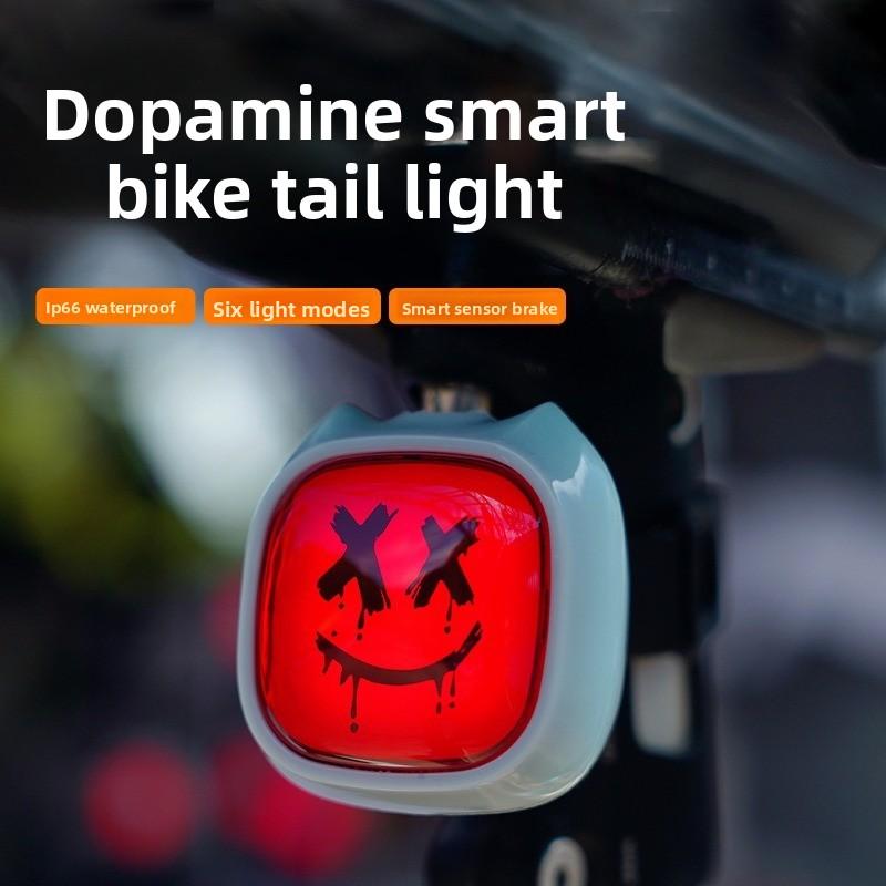 Long Range Bicycle Sensor Taillights with Creative Warning Patterns Night Riding High Visibility Safety Light Personalized