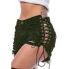 Spring/Summer Elastic Ripped Eyelet Bandage Denim Hot Pants Shorts for Women