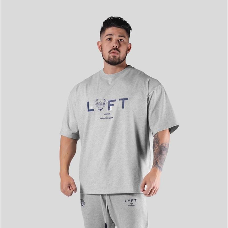 

Jointly Men Running Sports Cotton T-shirt Fitness Bodybuilding Loose Print Shirt Summer Male Jogging Training Gym Clothing XXXXXL чорний