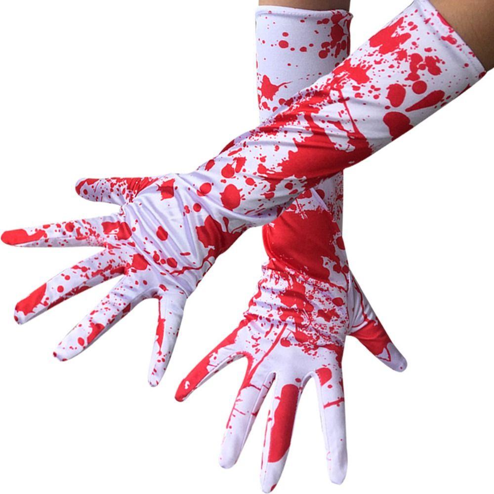 Skirt Halloween Dress Up Blood Print Sock Halloween Blood Gloves Handprint   Women