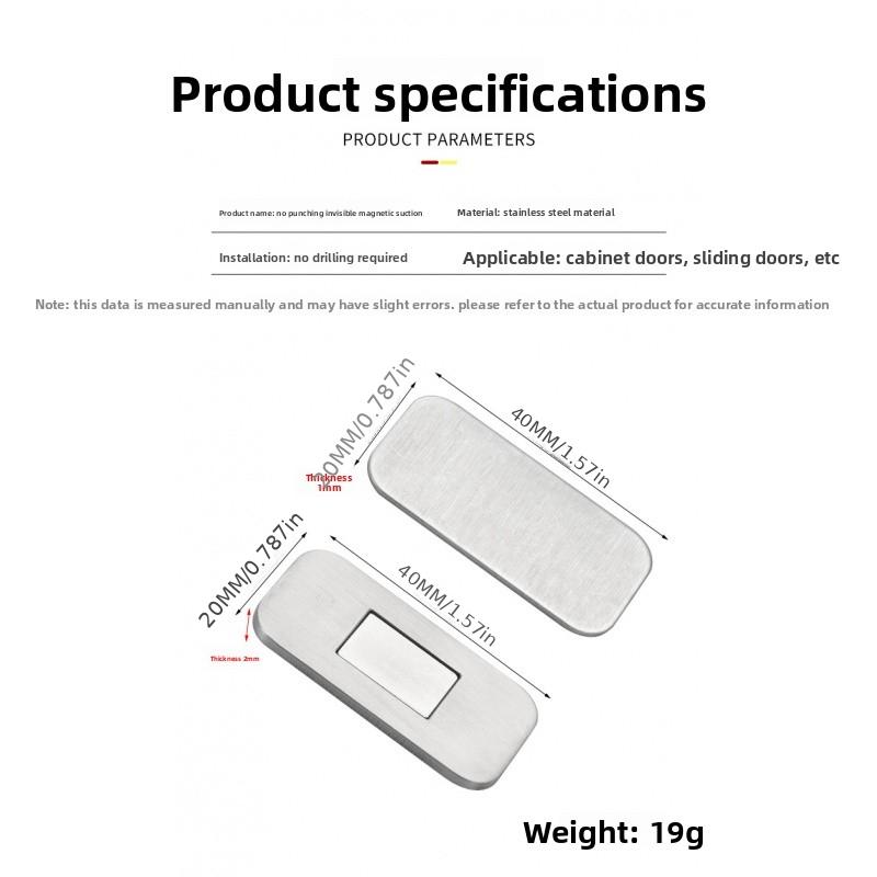 Stainless Steel Ultra-Thin Strong Magnetic Cabinet Door Catch, Can Be Installed on Kitchen Cabinets, Wardrobes Without Drilling