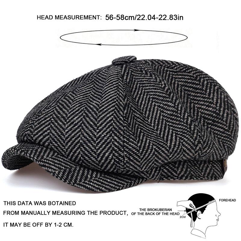 Classic Herringbone Men Trucker Newsboy Caps Winter Outdoors Warm Beret Hats Street Artist Painter Cap Hat
