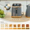 3000W 1.7L Rapid Boil Kettle & 2 Slice Toaster, Kettle and Toaster Set with 7 Browning Controls and Crumb Tray, Grey