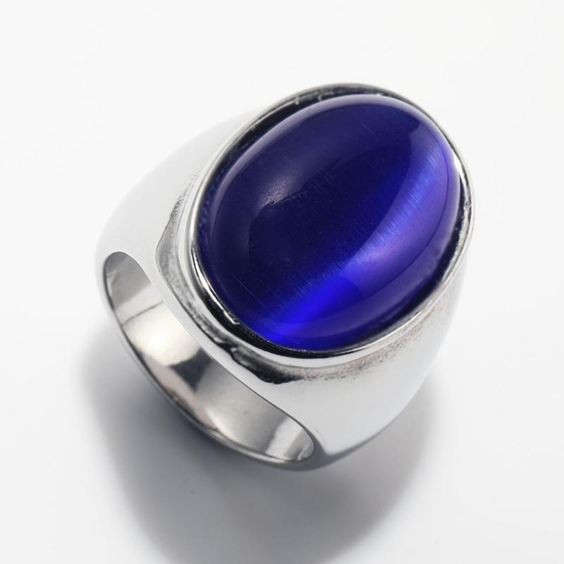 Luxury Gemstone Ring for Men Personalised Hip Hop Steel Titanium Jewellery Black Gold Silver Rock Hipster Street Finger Ring