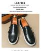 2023 Men's Plus-Size Double Buckle Casual Loafers, Low Top British Style