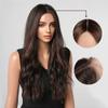 ALAN EATON Brown Highlight Wave Wig Long Synthetic Hairline Lace Wigs Natural Looking Heat Resistant Fiber for Women Party Daily
