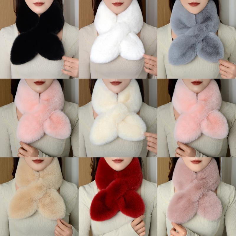 Winter Faux Kaninchenfell Schal Für Damen Mädchen Schal Weiche Plüschschals Einfarbige Nackenkragenwärmer Sachen Weihnachtsgeschenke