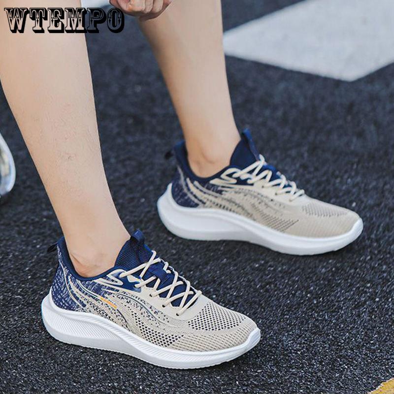 WTEMPO Pánské letní tenisky se vzduchovým polštářem venkovní prodyšná síťovaná sportovní obuv protiskluzová tlustá spodní část měkké dno basketbalová obuv pro volný čas běžecká obuv