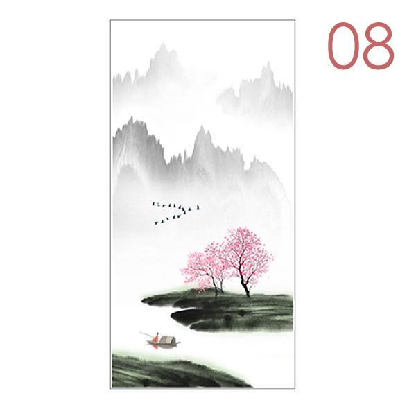 Chinesische künstlerische Landschaftsmalerei Fensterfolie Undurchsichtig Statisch haftend Ohne Klebstoff Dekor Glasaufkleber Fenster-Sichtschutzfolie
