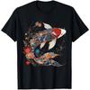 Camiseta de Carpa Koi Patrón de Flores Vintage Arte Japonés Carpa Koi Floral
