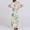 Dámské letní šaty s květinovým potiskem pro volný čas, plážové maxi šaty s krátkým rukávem