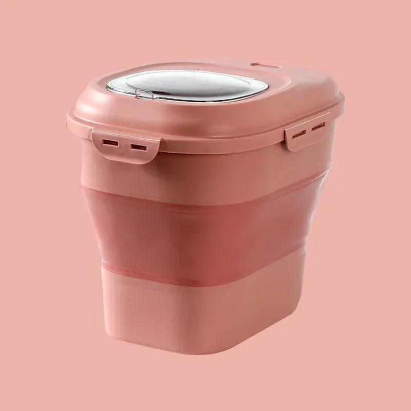 1 stk Minimalistisk Stil Husholdnings Sammenleggbar Kornbøtte Insektsikker og Fuktsikker Forseglet Fortykket Kjæledyrhundemat Oppbevaringsboks