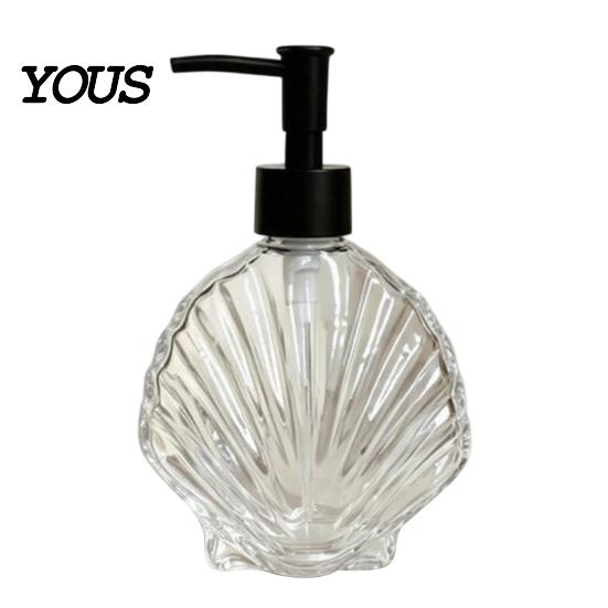 Muschel Lotion Flasche 400ML Strand Nachfüllbarer Seifenspender, Flüssiger Hand Glas Behälter Behälter, Pumpe für Badezimmer Küchenarbeitsplatte Spender