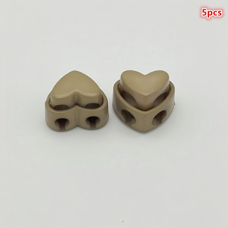 5Pcs Colorful Garment Stoppers Heart-Shaped Plastic Cord Locks Double Hole Spring Toggle Anti-Slip Stoppers Garment Accessories