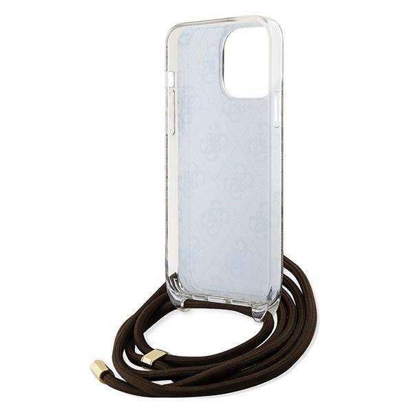 Guess Guhcp15Lhc4Sew Iphone 15 Pro 6.1 Brązowy/Brown Hardcase Crossbody Cord 4G Print