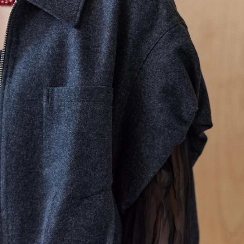 MAXZA Soft Volume Cap Sleeve Zip Up Vest Ze10qj021nh