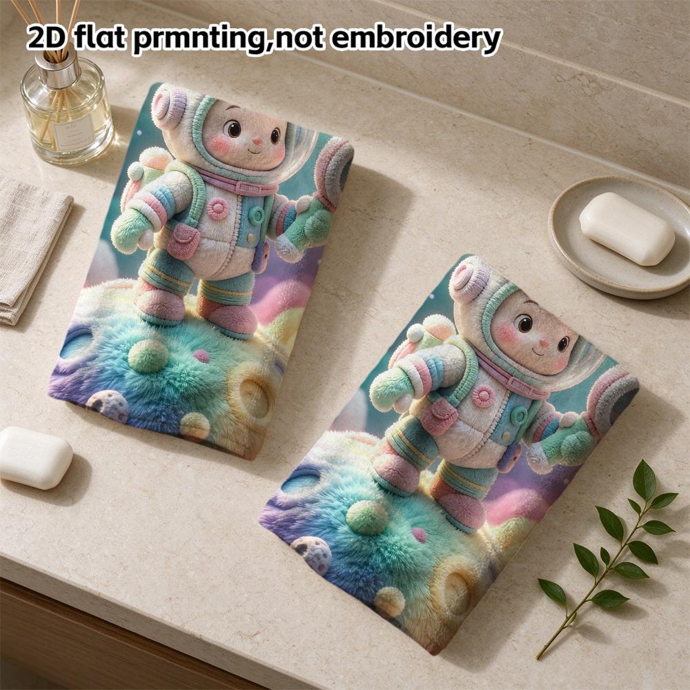 Cute Space Astronaut Print Towel, Soft Absorbent Kids Bath Towel