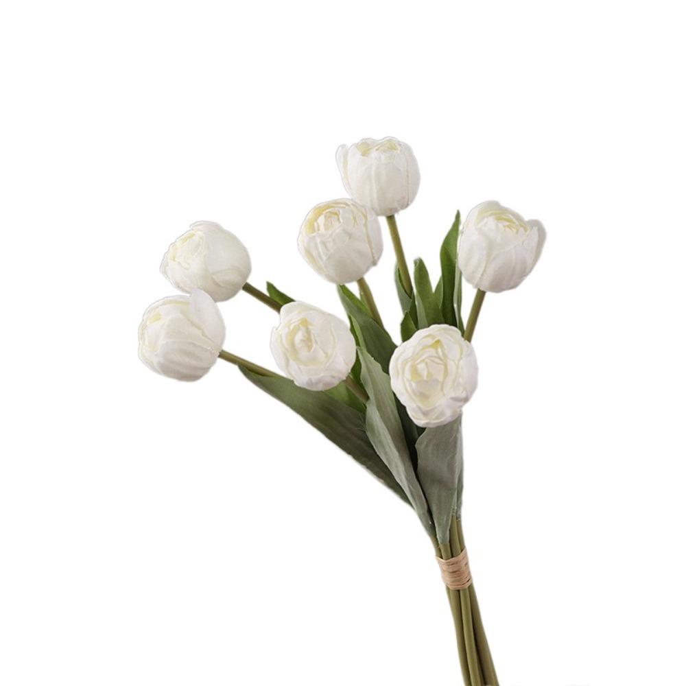 7 Köpfe Künstliche Tulpenzweige Echte Haptik Realistische Seidentulpenblume Handgefertigt Kunstblumen Hochzeitsfeier Dekor