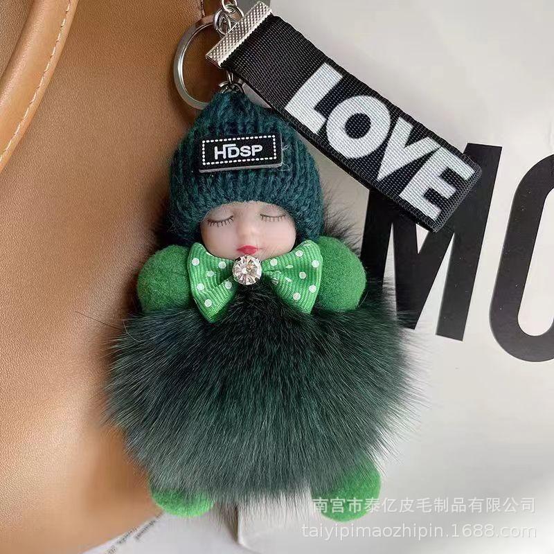 Cute Sleeping Doll Keychain, Pom-pom Decoration For Bags And Keychains, Plush Ornaments