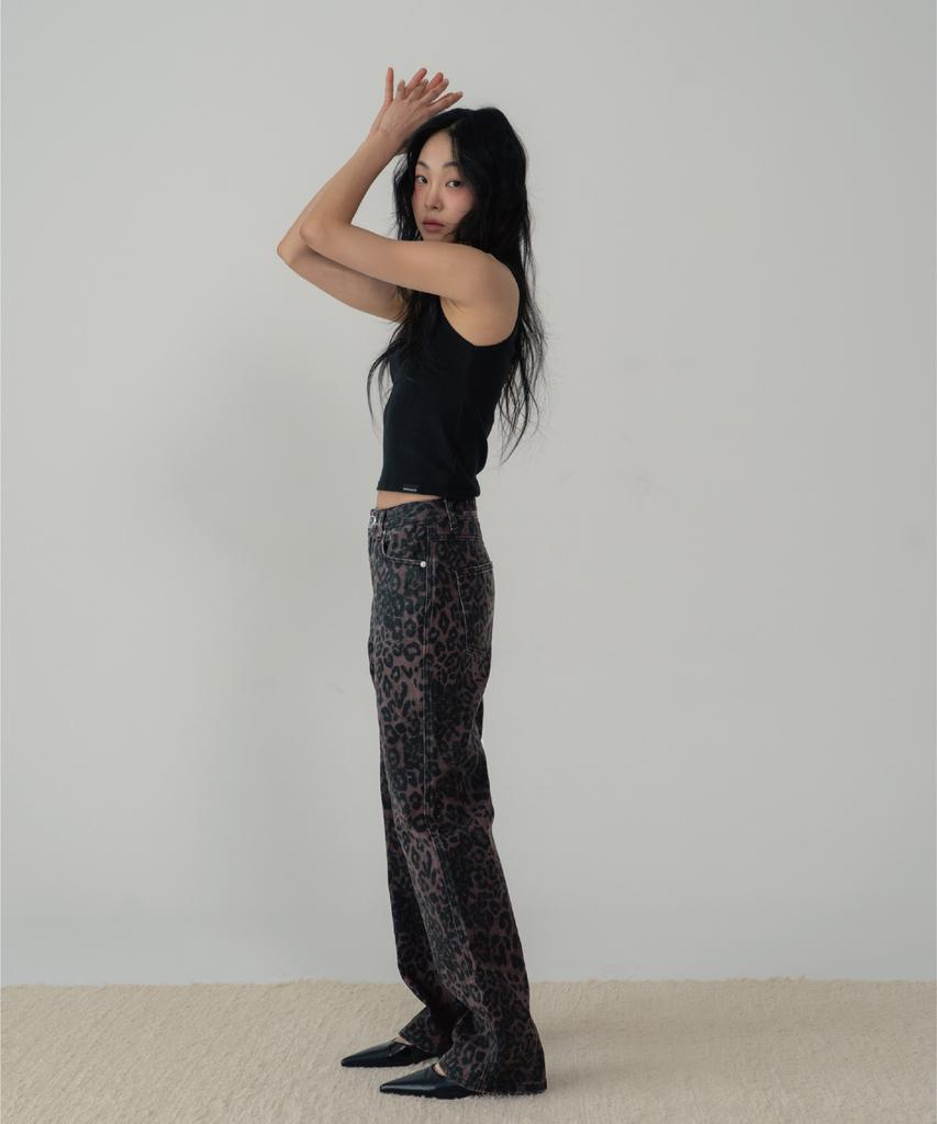 ZIZEMUSEUM Leopard Wide Pants (Wine)