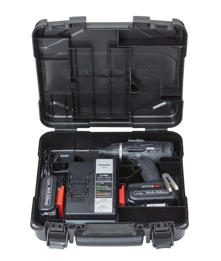 Panasonic Rechargeable Battery Pack X and Case Dual Drill Multi-Impact Driver, 14.4V, 5.0Ah 2, Charger, Included, (14.4V/18V Compatible), Driver,