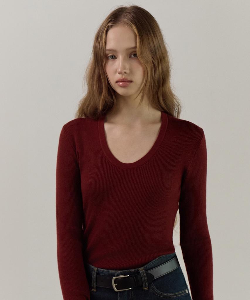 ELLIOTI Scoop Rib Knit Ts_3Color