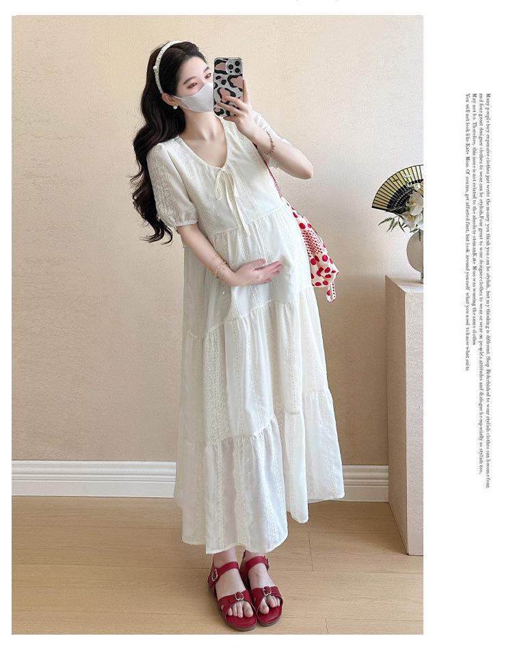 Maternity Summer Dress 2026: Simple, Fashionable Korean Loose Fit Plus Size with Embroidery