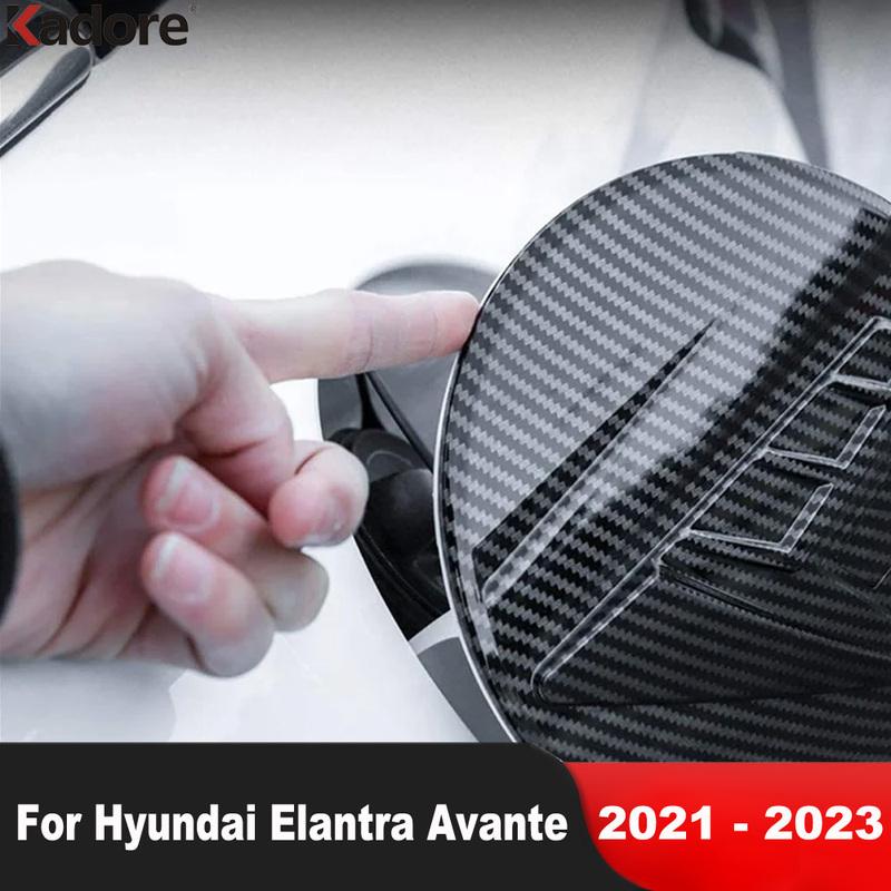 For Hyundai Elantra Avante Carbon Fiber Car Fuel Gas Tank Cover Trim Oil Filler Cap Frame Overlay Accessories