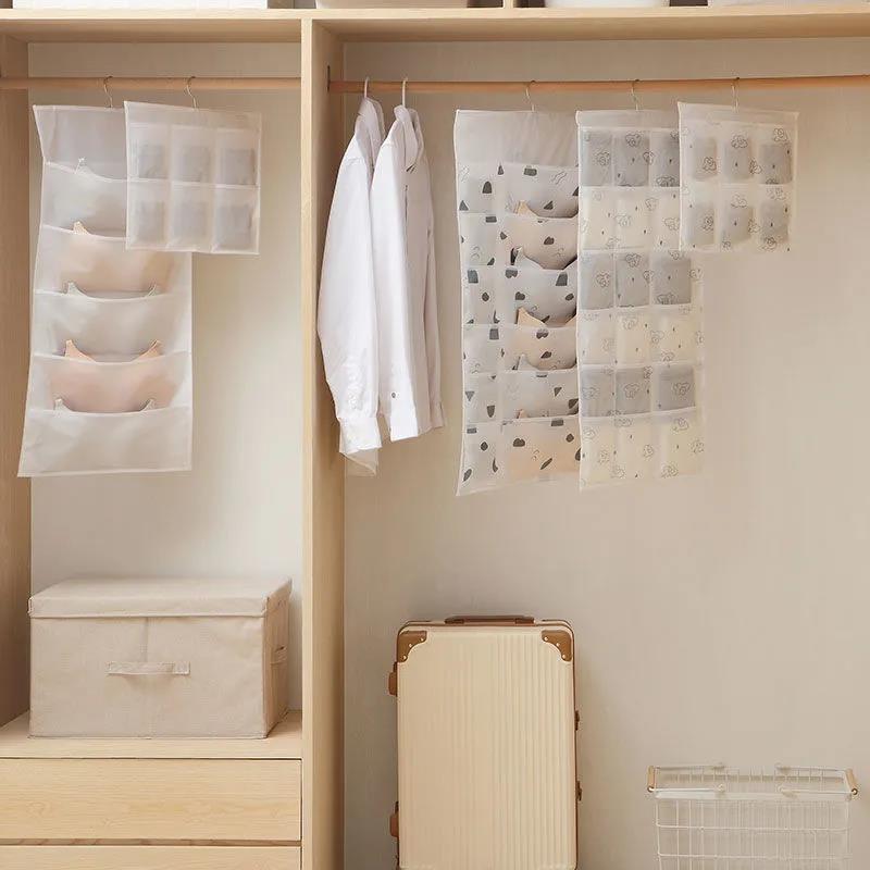 36 Pockets Underwear Storage Hanging Bag Panties Bra Socks Dust Bag Double-sided Fabric Hanging Wardrobe Artifact Wall Hanging Dormitory Storage Bag