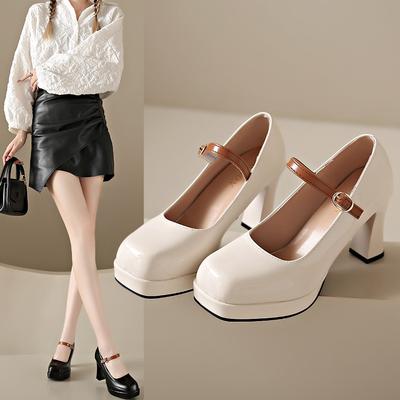 Damen Wasserdichte Plateau High Heels Elegant Dicke Absätze Einzelne Schnalle Schuhe