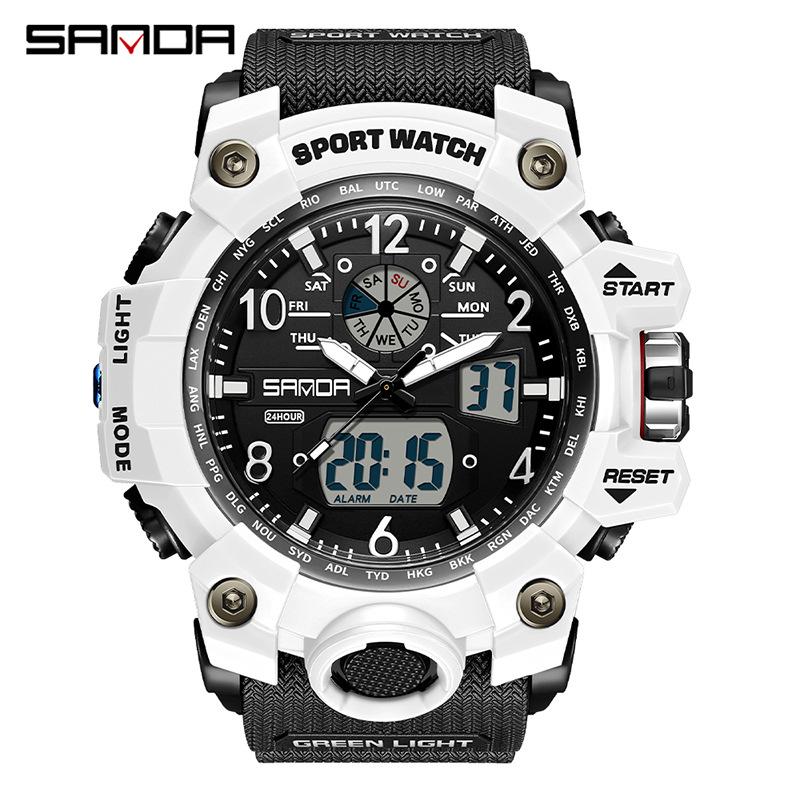 Sanda Men's Waterproof Luminous Multifunctional Sports Watch with Alarm