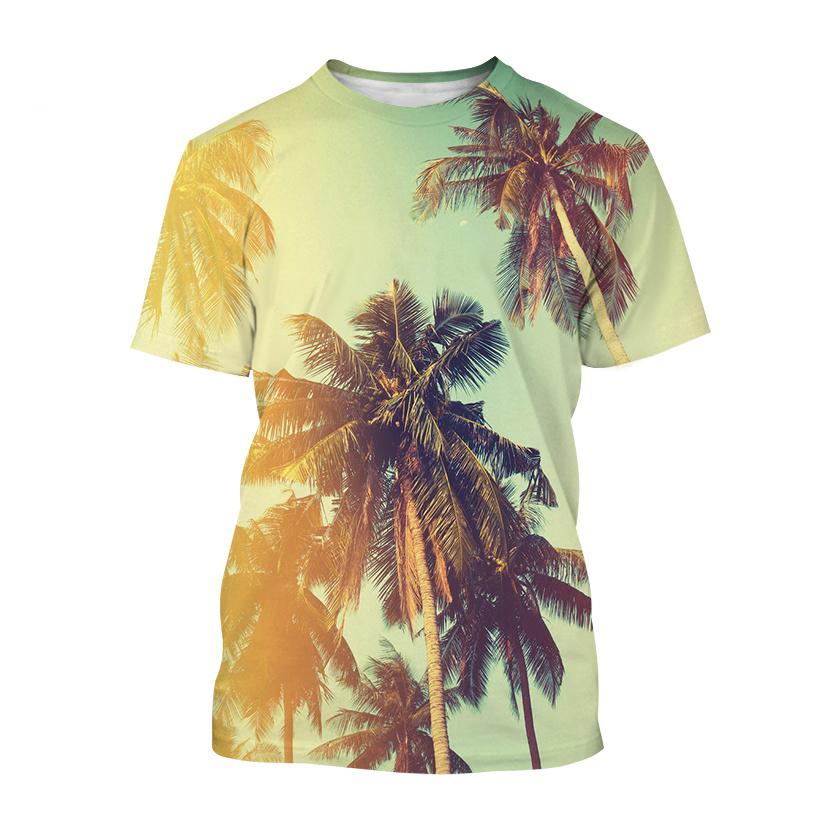Hawaiian Style T-Shirts Palm Tree Pattern 3D Print Men Women Short Sleeve T Shirt Oversized Harajuku Y2k Tees Man Tops Clothing