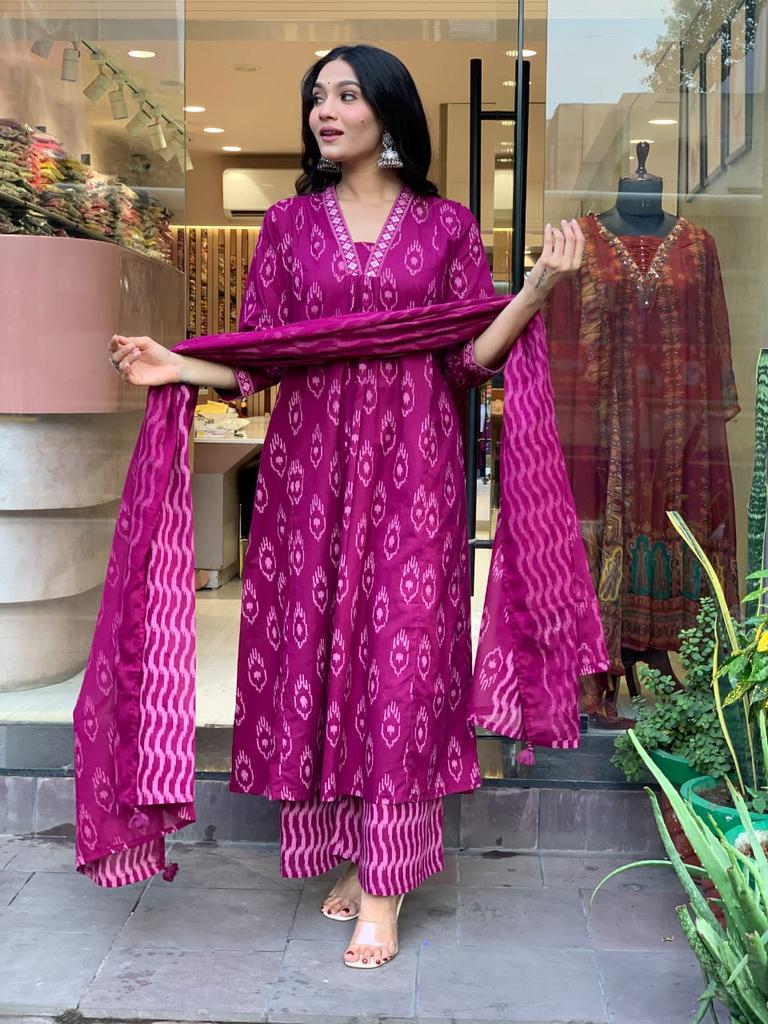 Indický dámský návrhář Kurta Pant Dupatta Set šaty Bollywood Top Tunika Salwar Suit Kurti