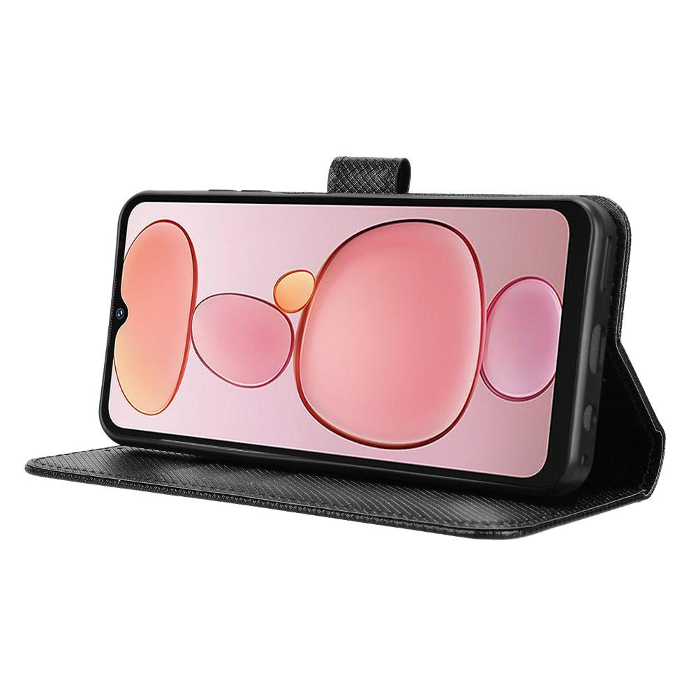 For Oukitel C3 Leather Wallet Case with Strap Diamond Texture Phone Cover