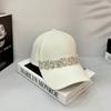 Black hat female trendy brand rhinestone baseball cap showing a small face solid color hard top cap sun protection large brim
