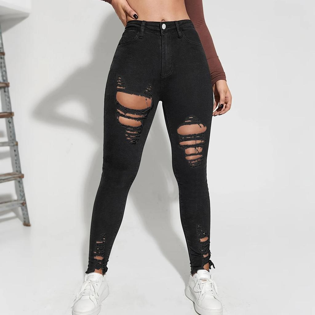 Damenjeans Retro Einfarbig High Waist Slim und Sexy Design Jeans