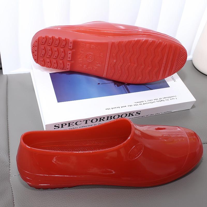 shoes rain shoes women's waterproof men's shoes yellow beef tendon work kitchen shoes wear-resistant construction site non-slip flat bottom short tube
